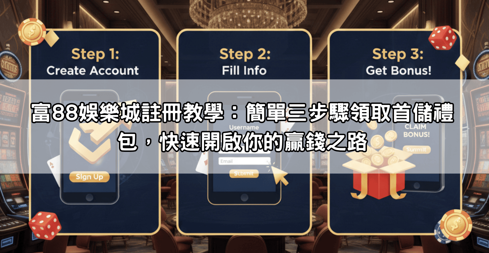 富88娛樂城註冊教學：簡單三步驟領取首儲禮包，快速開啟你的贏錢之路